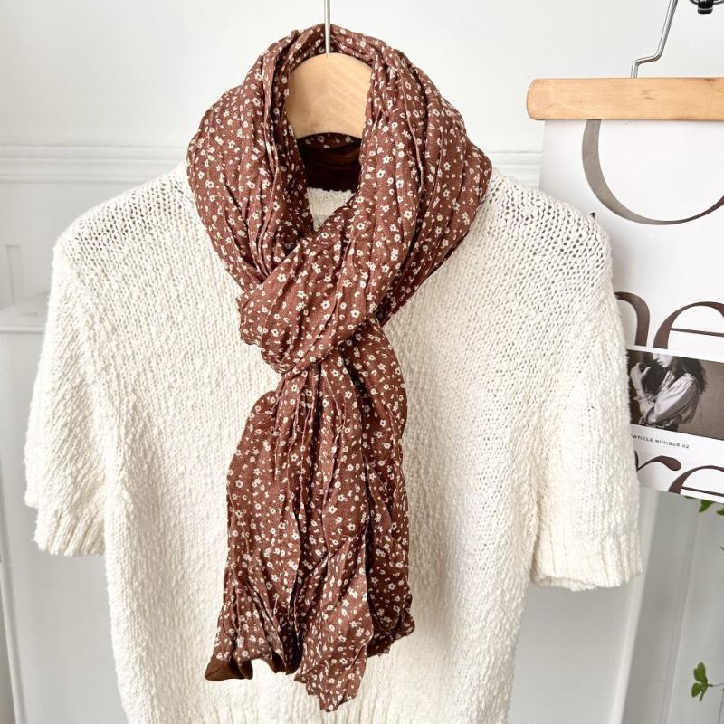 Scarf atmosphere new versatile literary temperament floral silk scarf head scarf shawl dual-purpose