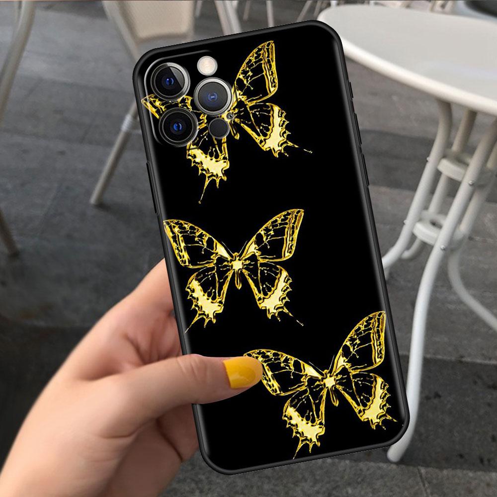 

Чехол для Apple iPhone 14 11 13 7 12 Pro 7 XR XS Max 8 Plus 6 14Pro черный мягкий чехол для телефона Funda Beauty Pink Butterfly iPhone 6 6S