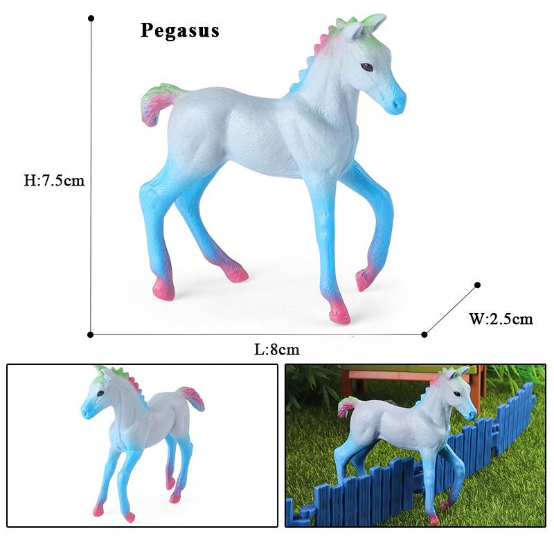Oenux New Mythical Elf Pegasus Fairy Tale Fly Horse Kids Toy Action Figures Animal Model Cute Girl Birthday Gift Cake Toppers