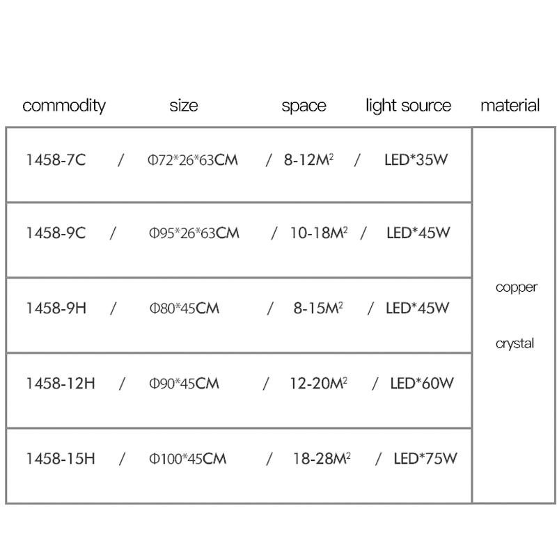 Modern Luxury Style LED Chandelier For Living Room Bedroom Dining Room Kitchen Ceiling Lamp Gold Copper Crystal G9 Pendant Light