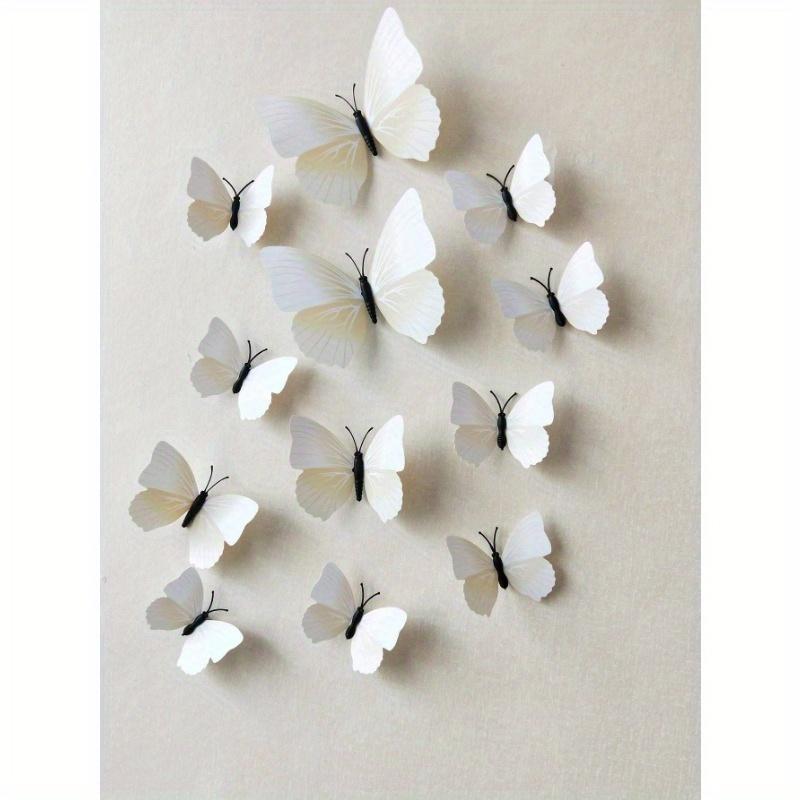 

12pcs/Set 3D Butterfly Wall Sticker, Simple Plastic Butterfly Sticker For Home Decoration, Wall Decal, Vinly Decal For Home Decorations Stickers one-size бежевый