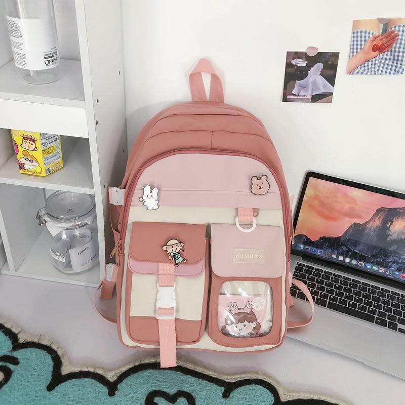 Rucksack Damen Kontrastfarbe Große Kapazität Nylon High School Schultasche Mode Mittelschüler Campus Rucksack Schultasche Mode