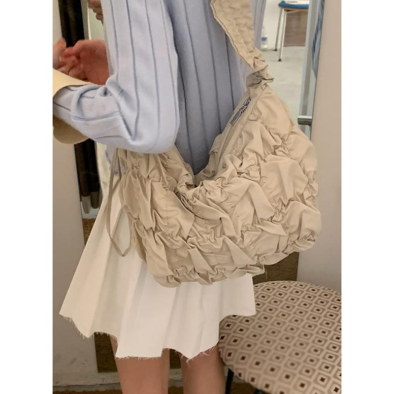 

Сладкая девчачья плиссированная сумка 22 новая сумка-тоут большой вместимости простая нейлоновая на плечо/мессенджер хаки