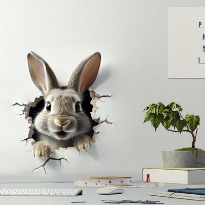 Rabbit Wall Decals Wall Art Animal Decor Nursery Wall Sticker Cute Cartoon Rabbit Sticker Kids Playroom Decoration for Bedroom