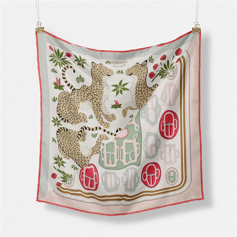 53cm Brand Square Scarf Women Design Horse Luxury Silk Scarf Bandana Headband Fashion Hijab Neckerchief For Ladies 2024 New