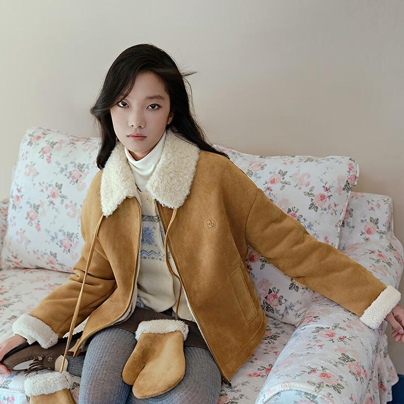 

Ledian Barn Style Lapel Winter Jacket with Gloves L