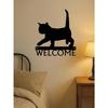 Svarta Katt Välkomstskylt Metallväggkonst 12 tum Rostfri Heminredning Badrum Vattentät Gåva Modern