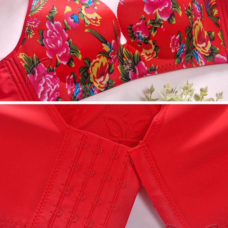 BH mit Raffungen, verstellbar, dünner Abschnitt, große Größe, ohne Stahlring, Unterwäsche, Damen-Top, Stützfunktion, Y-Druckstil