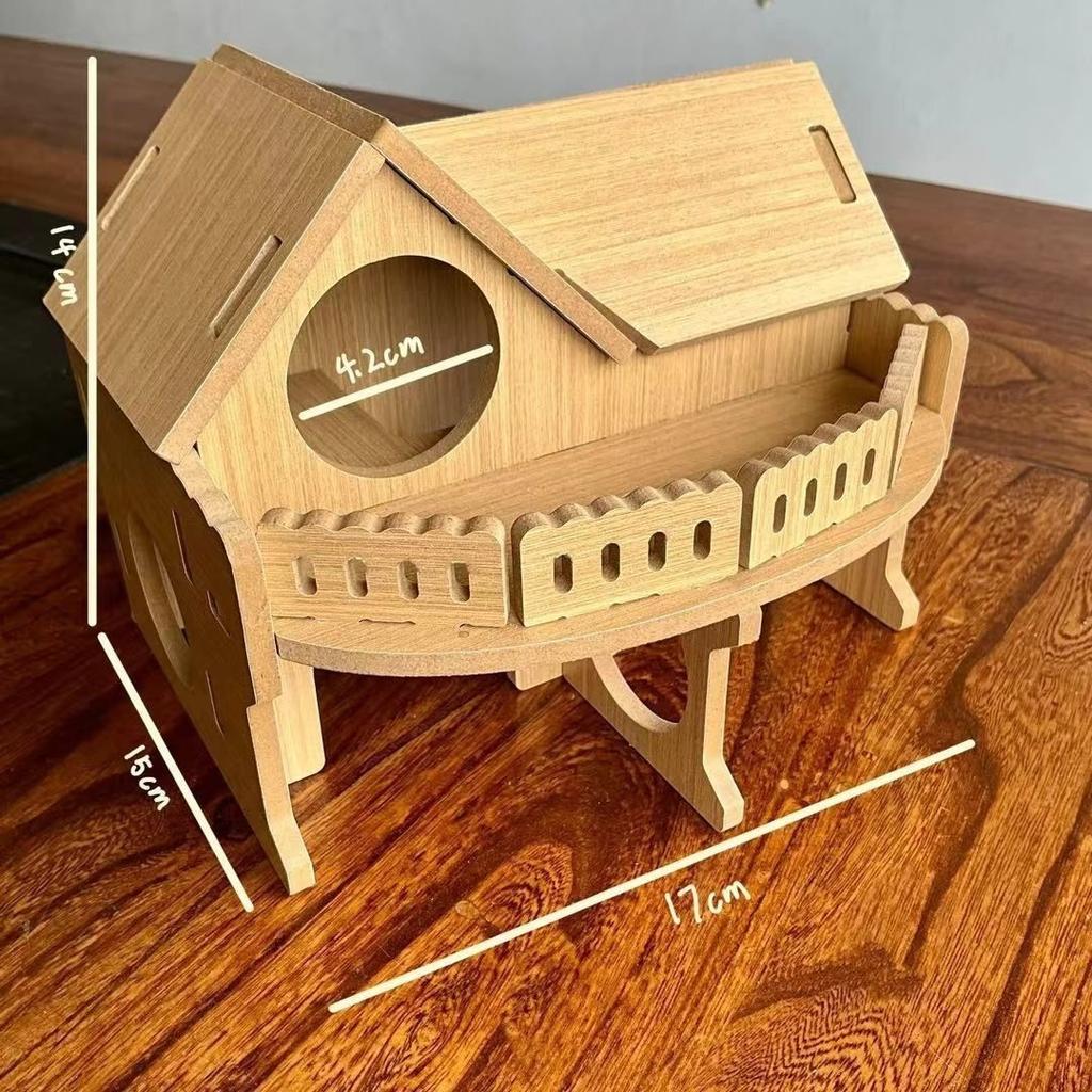 Wooden Hamster House Platform Ladder Solid Wood Interactive Toy For Small Pets Home Habitat Holiday Gift Cozy Cute