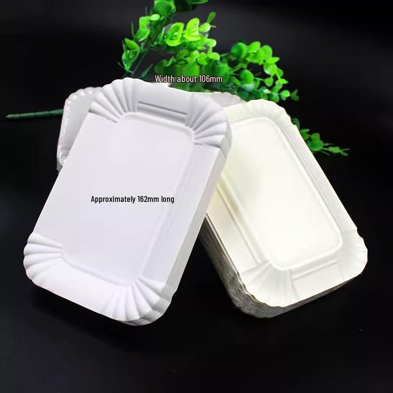 

Miaojiayi Disposable Rectangular White Paper Plates, 50-Pack