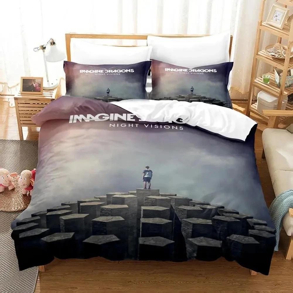 3D Print Imagine Dragons Album Cover Bedding Set Duvet Cover Bed Set Quilt Cover Pillowcase Comforter king Queen Size Boys Adult