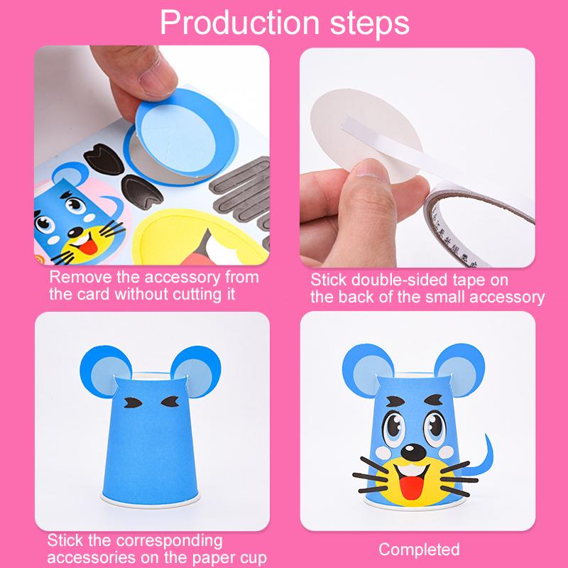 Children Paper Cups Sticker Toy 3D DIY Handmade Material Kit Whole Set Kids Kindergarten Early Childhood Education Toys TMZ