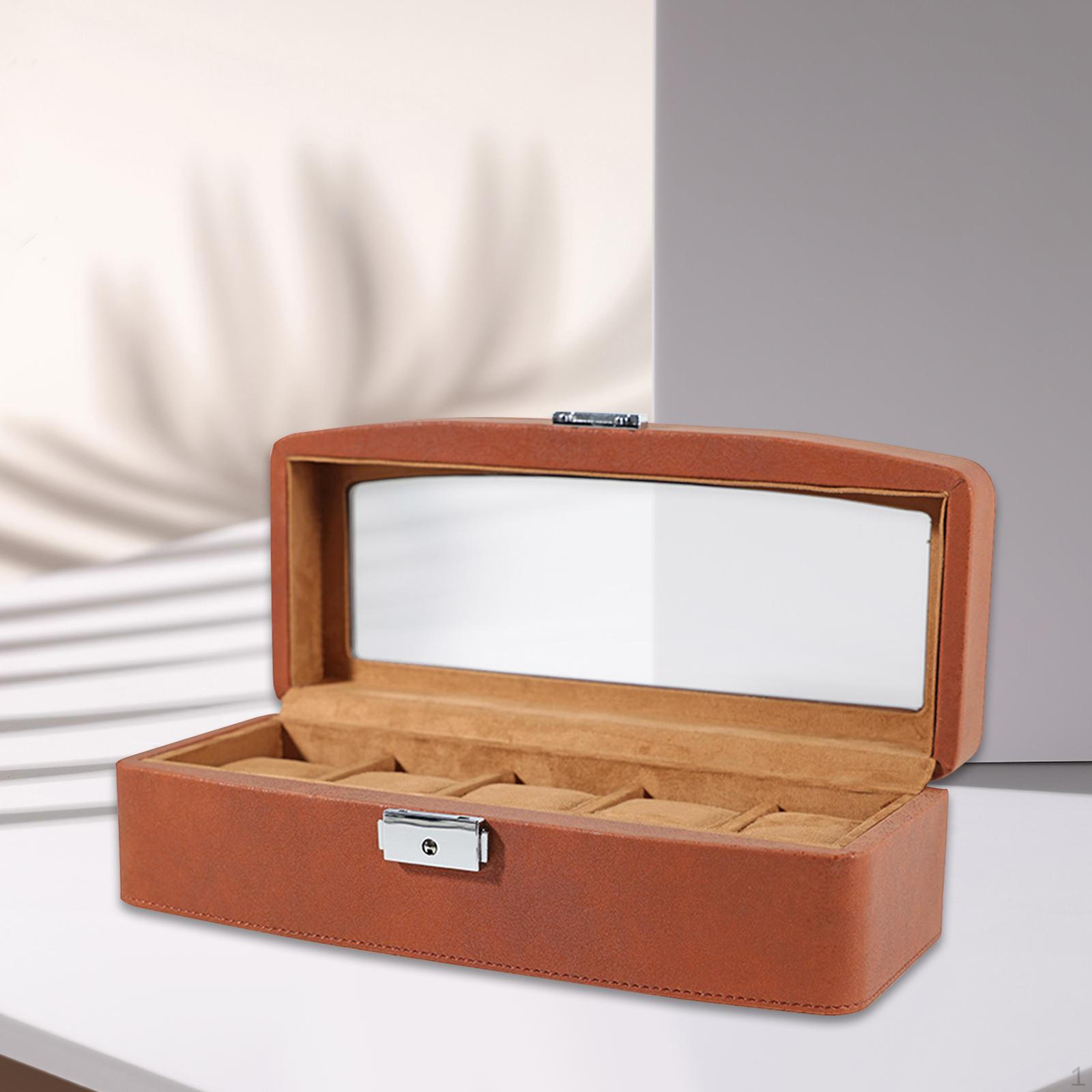 

Коробка для годинника Дисплей для ювелірних виробів. Компактний пилонепроникний легкий тримач для годинників коричневий