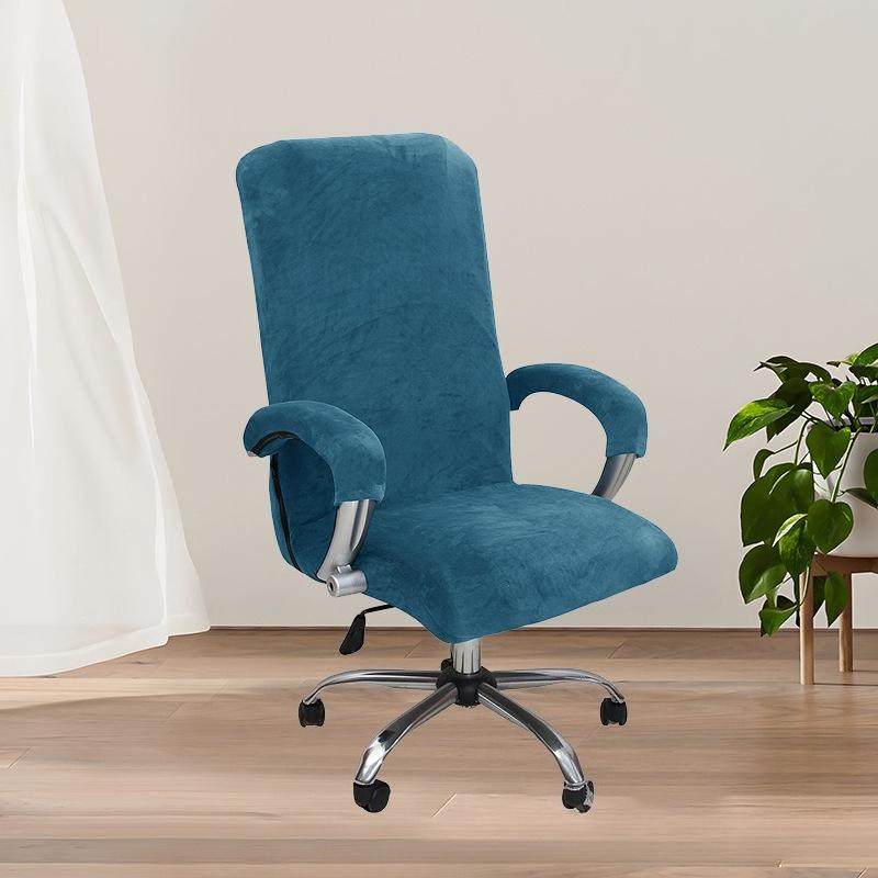 Solid Color Spandex Armchair Slipcover Removable L/XL Size Velvet Plush Stretch Computer Office Chair Cover with Armrest Cover