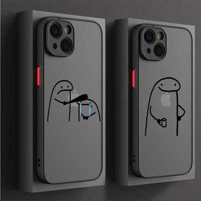 Rolig tecknad man-telefonfodral för iPhone 17 16 15 14 13 12 11 Pro Max Mini 7 8 Plus Air Stötsäkert Hårt Genomskinligt Skydd Fundas