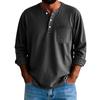 Men's Solid Color Distressed Button Collar Long Sleeve Tops Men's Casual Fashion Tops