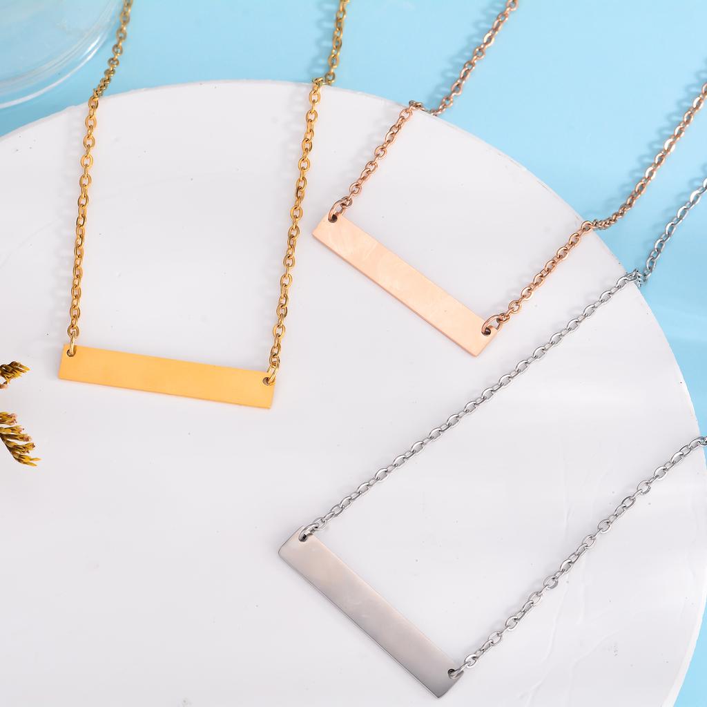 Custom Words Stick Pendant Necklace For Women Laser Engraved Personalized Letter Stainless Steel Choker