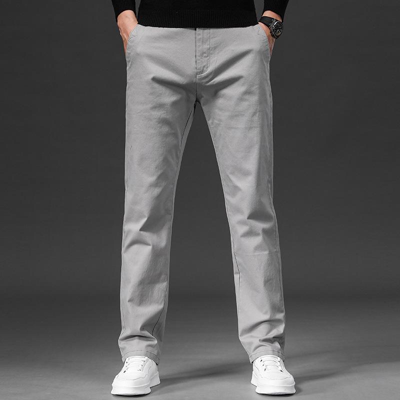

Весна 2025 Мужские брюки свободного кроя из хлопка: Прямой, эластичный, большой размер, повседневный деловой стиль 34 светло-серый