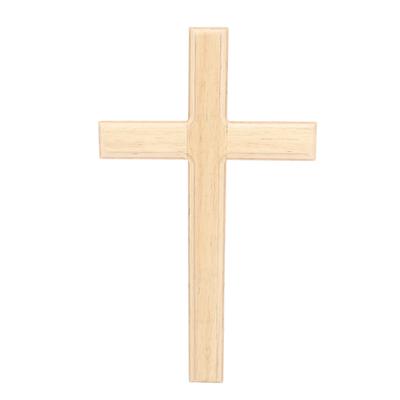 Wooden Crucifix Wall Decor 30cm Simple Smoothly Polished Wood Wall Hanging Crucifix Wood Color