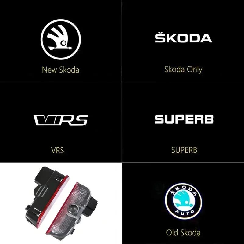 ZDVK6 2PCS LED For Skoda Superb 2 MK2 Superb 3 2006-2020 VRS Car Door Ghost Shadow Light logo Lamp Projector Decoration Accessories