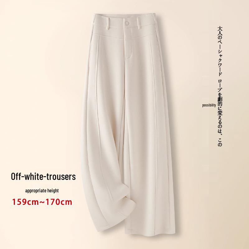 Women's Gray Cashmere Scimitar Wide-Leg Trousers – Fleece-Lined Wool for Autumn/Winter 2025