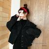 Women's Black Loose Denim Jacket - Korean Style, Short, Versatile for Spring and Autumn
