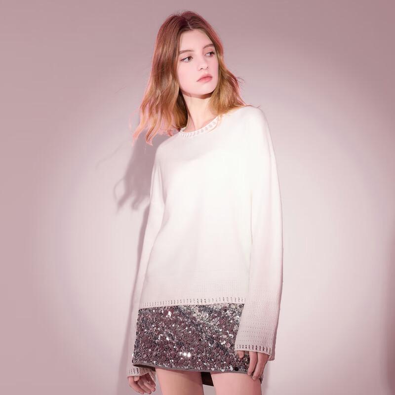 Sancai 2025 Autumn Women's Round Neck Hollow Knitted Pullover