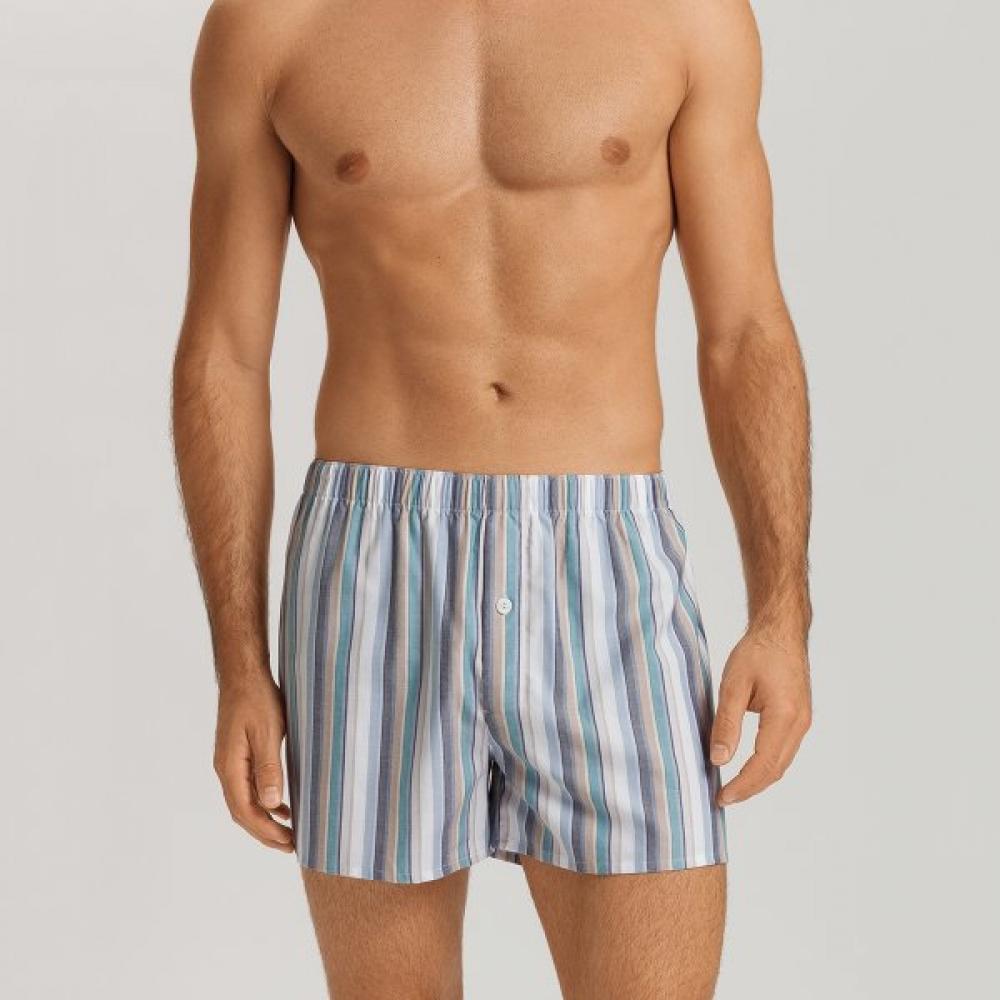 Hanro Fancy Woven Tencel  And Cotton Boxer  74017 Atlantic Stripe atlantic stripe/L