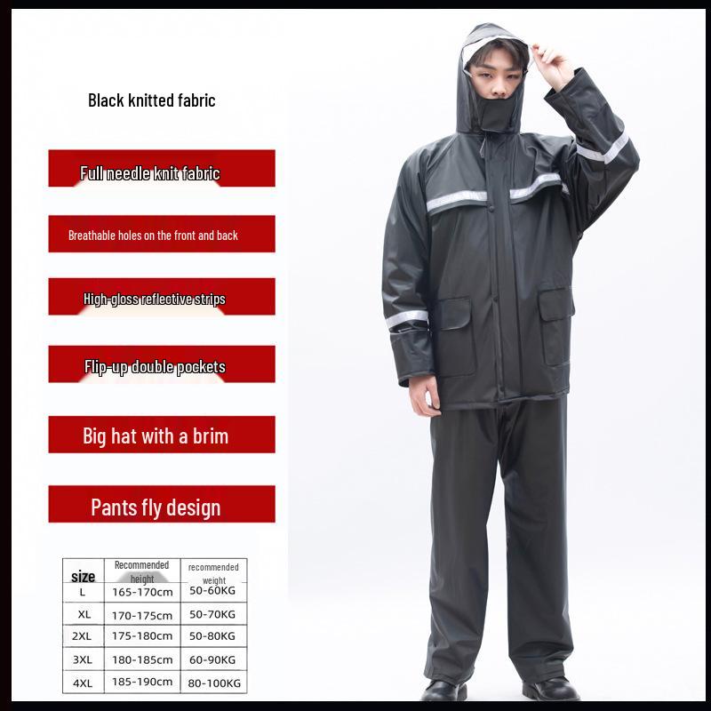 Reflective Raincoat and Pants Set for Electric Motorcycle Riding