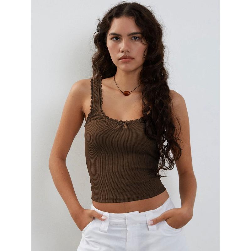 Women's New Versatile Sling Vest with Lace Inside, Slim and Thin Top Summer