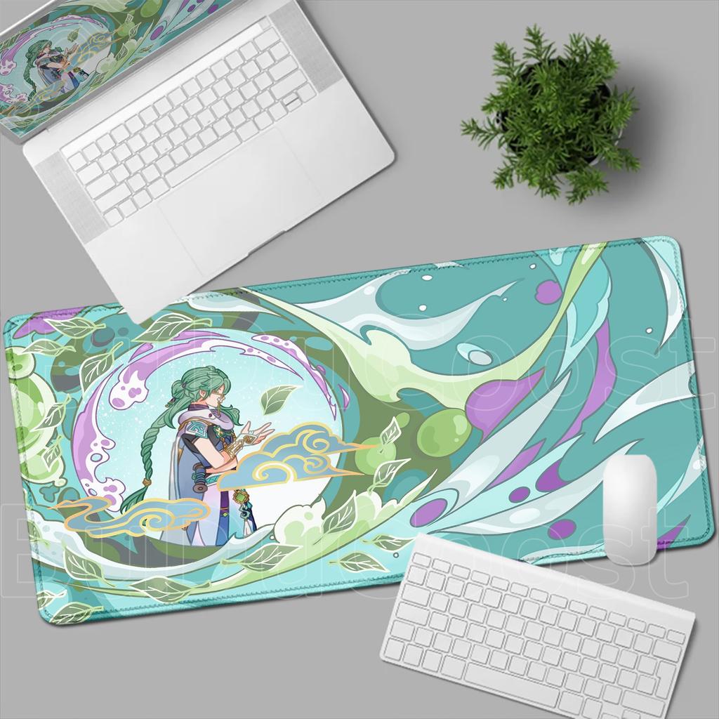 Liyue Genshin Impact Anime Mouse Pad Gaming Ganyu Xiao Baizhu Xianyun XXL Large Mouse Pad Non-slip Keyboard Desk Mat HD Mousepad
