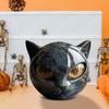 Luxury Black Cat Stone Sculpture Halloween Black Obsidian Crystal Gemstone Cat Artwork Elegant Home Decoration Gemstones Gifts