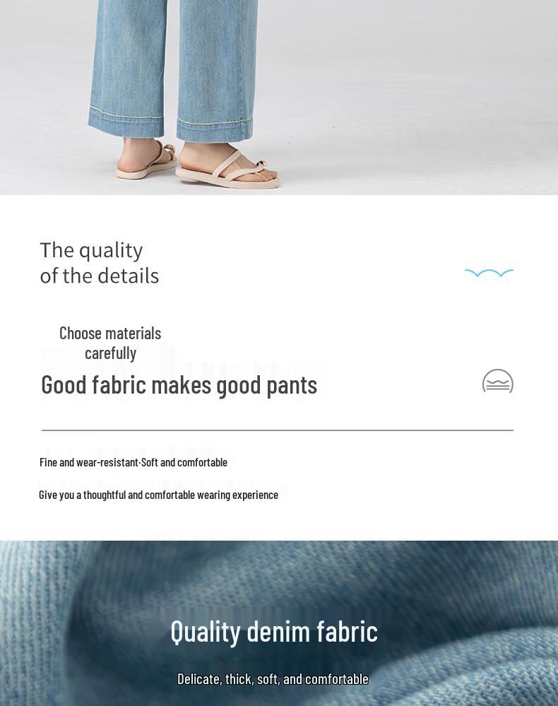 Fanzhen Women's High-Waist Loose Wide-Leg Cropped Denim Jeans