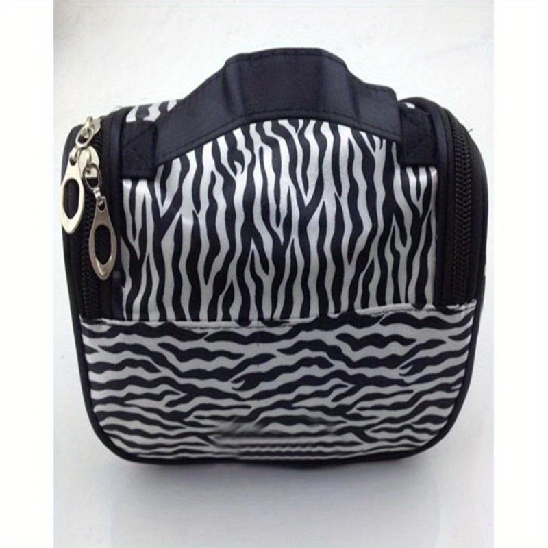 Fashion Zebra Pattern Makeup Bag Portable Travel Storage Organizer for Women Dual Zipper Access Toiletry Handbag for Home Travel Use