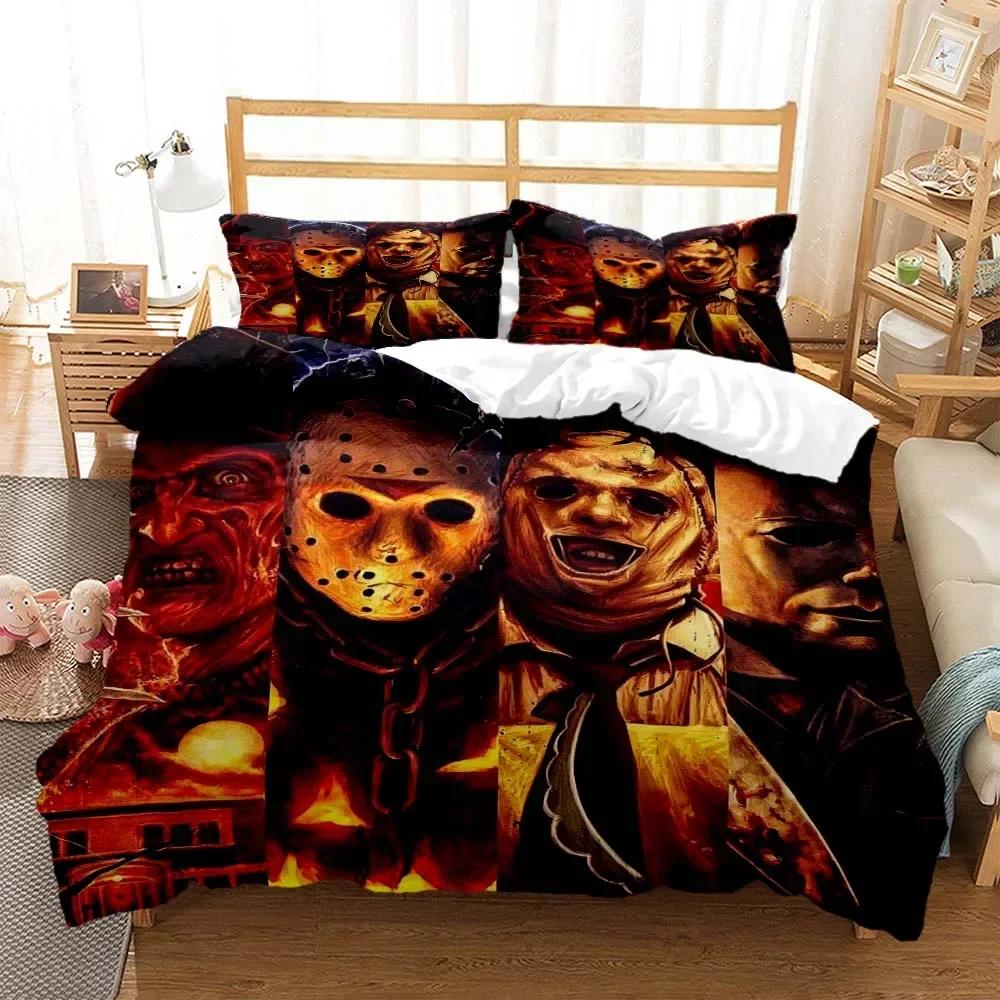 Halloween horror movie clown Comfortable Duvet Quilt Cover Pillowcase Bedding Set Children Bedroom Decoration Home Textile