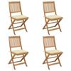 Day and Night - Day and Night Folding Garden Chairs 4 Units and Cushions Solid Acacia Wood
