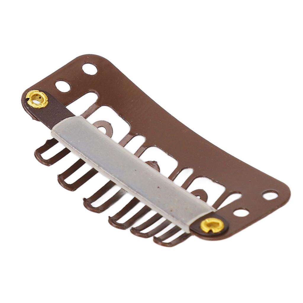 100pcs 6 Teeth Wig Clips 3.2cm U Shape Hair Extension Snap Clips Clamp Firmly Dark Brown for Hat Fixing