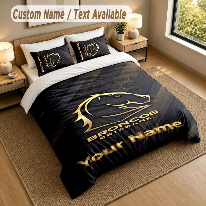 Bedding Set 1 Duvet Cover 2 Pillowcases Brisbane Broncos Print Soft Bed Linen Bedroom Decor