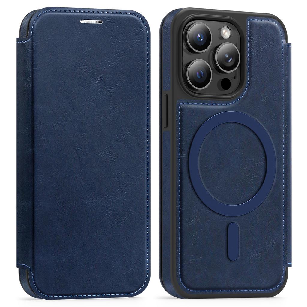 For iPhone 14 Pro Case Compatible with MagSafe RFID Blocking Card Holder Leather Phone Cover