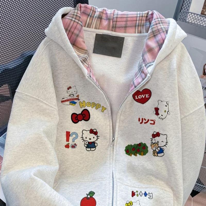 Girls Spring Autumn Korean Block Zip Up Jacket Set Sweet Loose Casual Two Piece Outfit For Big Kids