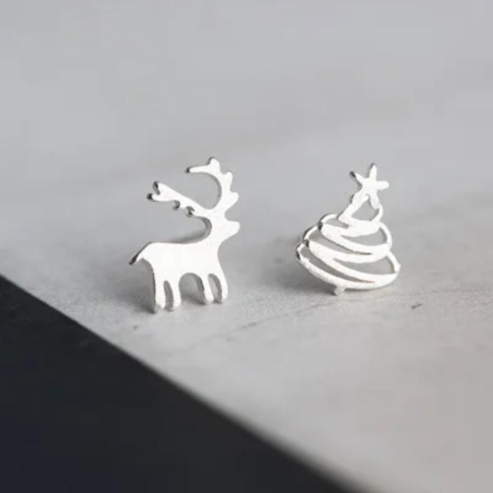 Silver Plated Korean Style Stud Earrings for Women Creative Ear Hole Design Allergy Free Fine Jewelry Accessories