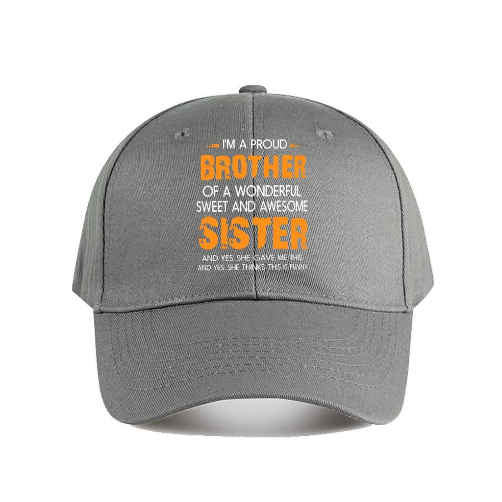 Brother Sister Bold Orange Typography Graphic Baseball Cap Fashion Unisex Sunhat Womens Outdoor Sports