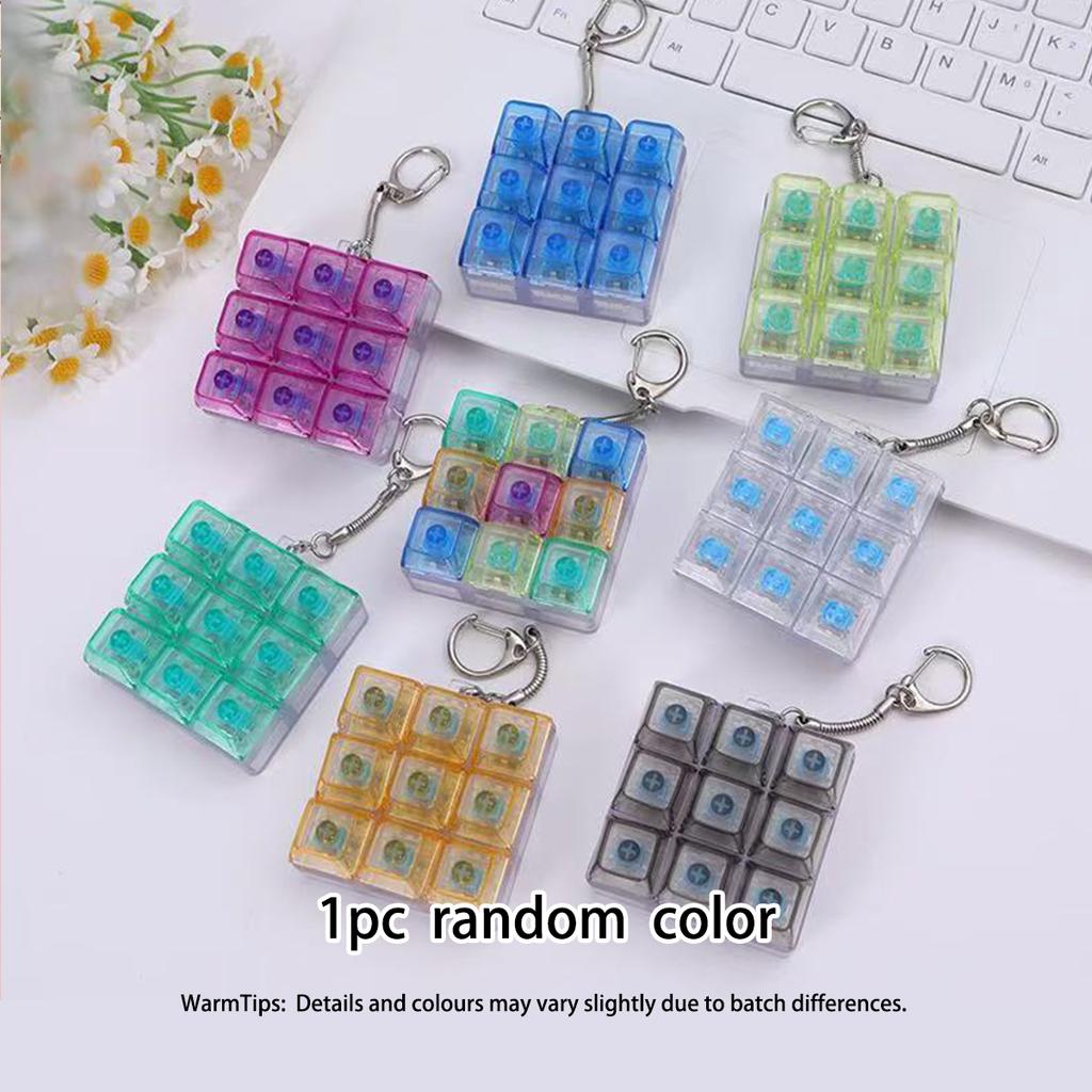 9 Key Fidget Keyboard Toy For Adults Kids Stress Relief Anti Anxiety Finger Press Game Keychain