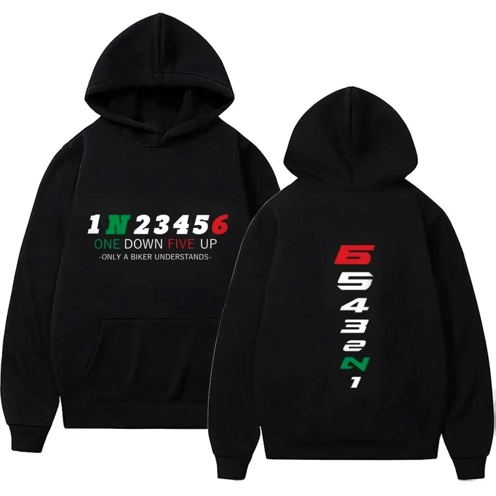 1N23456 Motorcycle Gear Biker Heartbeat Print Men's Hoodies Male Pullover Clothing Oversized Sweatshirts Graphic Women Tracksuit