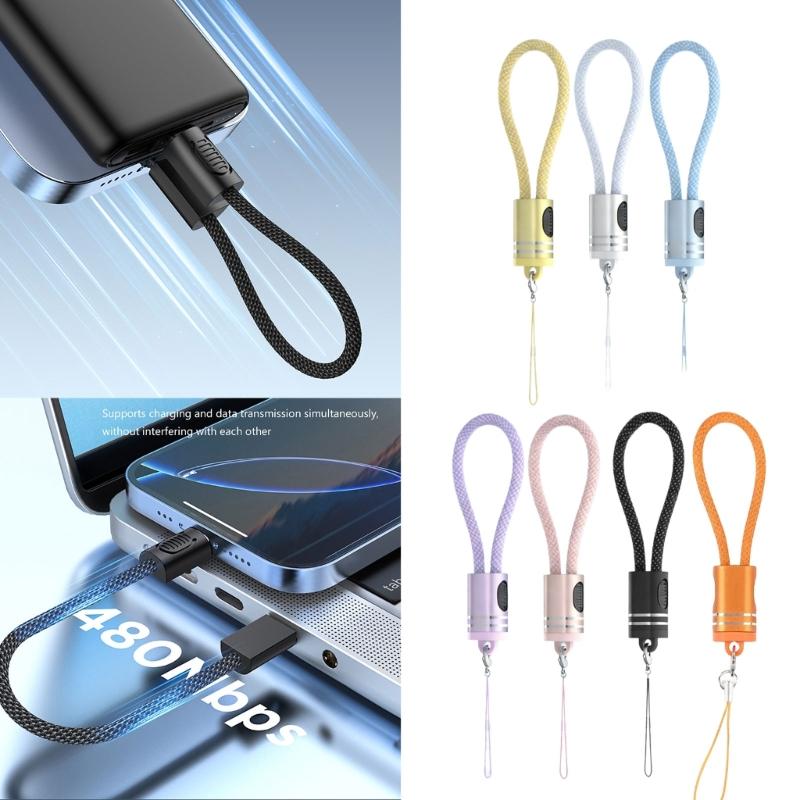 18cm Double USB C Charging Cable 60W Fast Charge With Keyring Design For Convenient Carry Power Cord