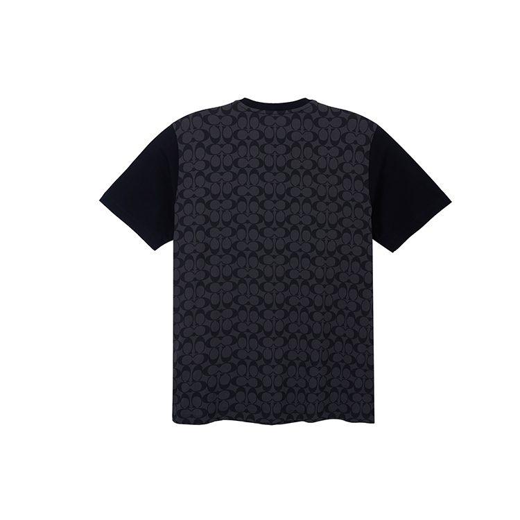 COACH SS22 Men Patchwork Short Sleeve T-shirt Black C9602-R8E
