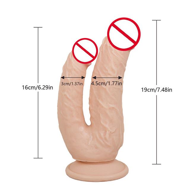 Realistyczne dwustronnie zakończone Dildo Dwustronna penetracja na czele Symulowana Penile Sucker Sex Toy dla kobiety