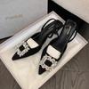 2024 Summer Wizard of Oz Rhinestone Buckle Pointed Toe Backless Heels - Women's One-Strap Closed Sandals