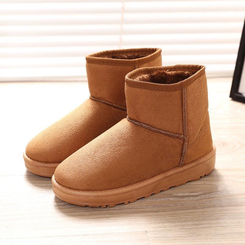 Winter Snow Boots Female Students Warm Fleece Thickened Flat Bottom Warm Cotton Shoes Suede Short Snow Boots