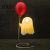 Balloon Ghost Figurine Cute with Balloon, Warm LED Night Light, Halloween Spooky Ornament Decoration for Bedroom Desk Table Centerpiece Cozy